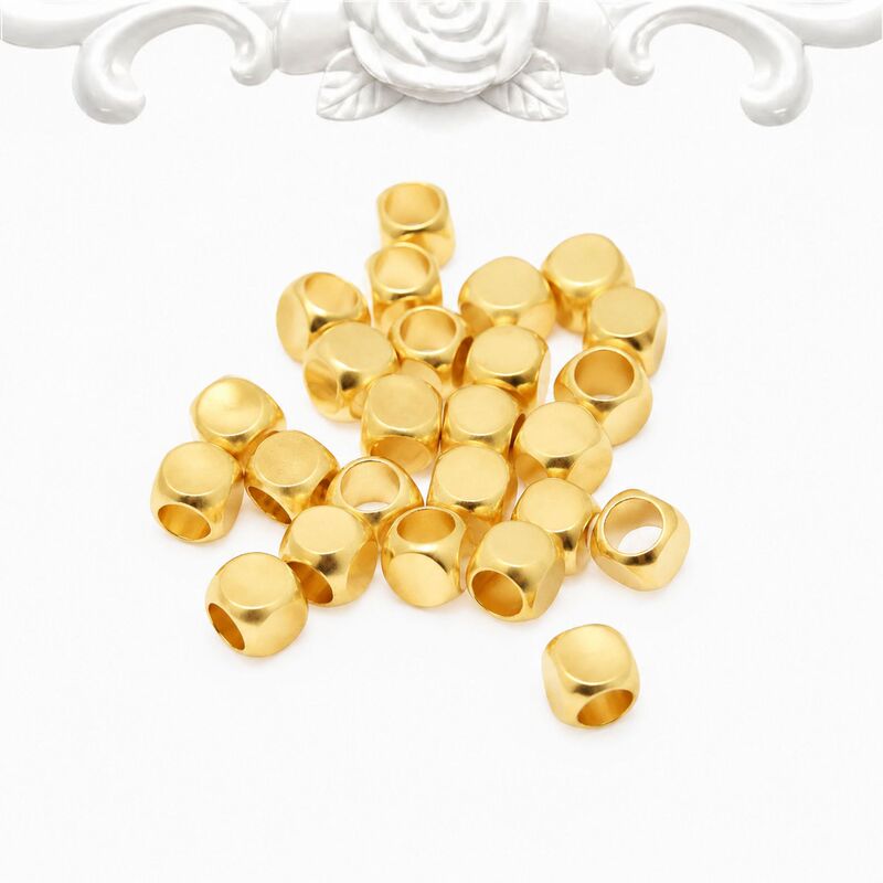 18K Gold-Plated Color-Preserving Copper Square Smooth Large-Hole Spacer Beads DIY Beaded Bracelet Loose Beads Silver Color-Preserving 18K Gold-Plated Color-Preserving Copper Square Smooth Large-Hole Spacer Beads DIY Beaded Bracelet Loose Beads Silver Color-Preserving