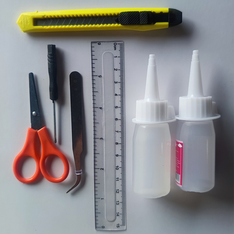 手工模型diy制作工具材料 手工胶强力UFO胶水 弯头镊子美工刀尺子