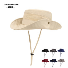 防晒帽男士夏季骑行网眼大檐遮阳帽户外登山钓鱼太阳帽速干渔夫帽