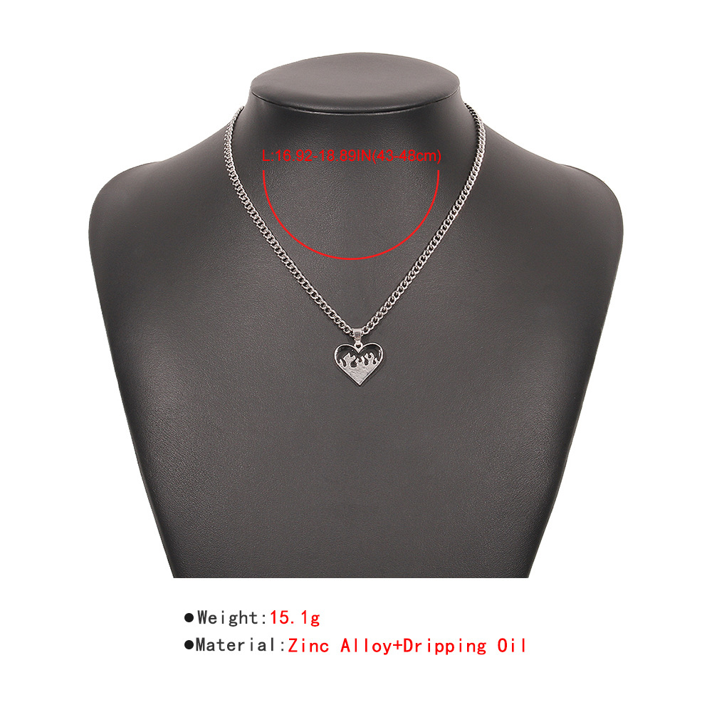 Hip-hop Heart Pendent Alloy Clavicle Chain Wholesale display picture 4