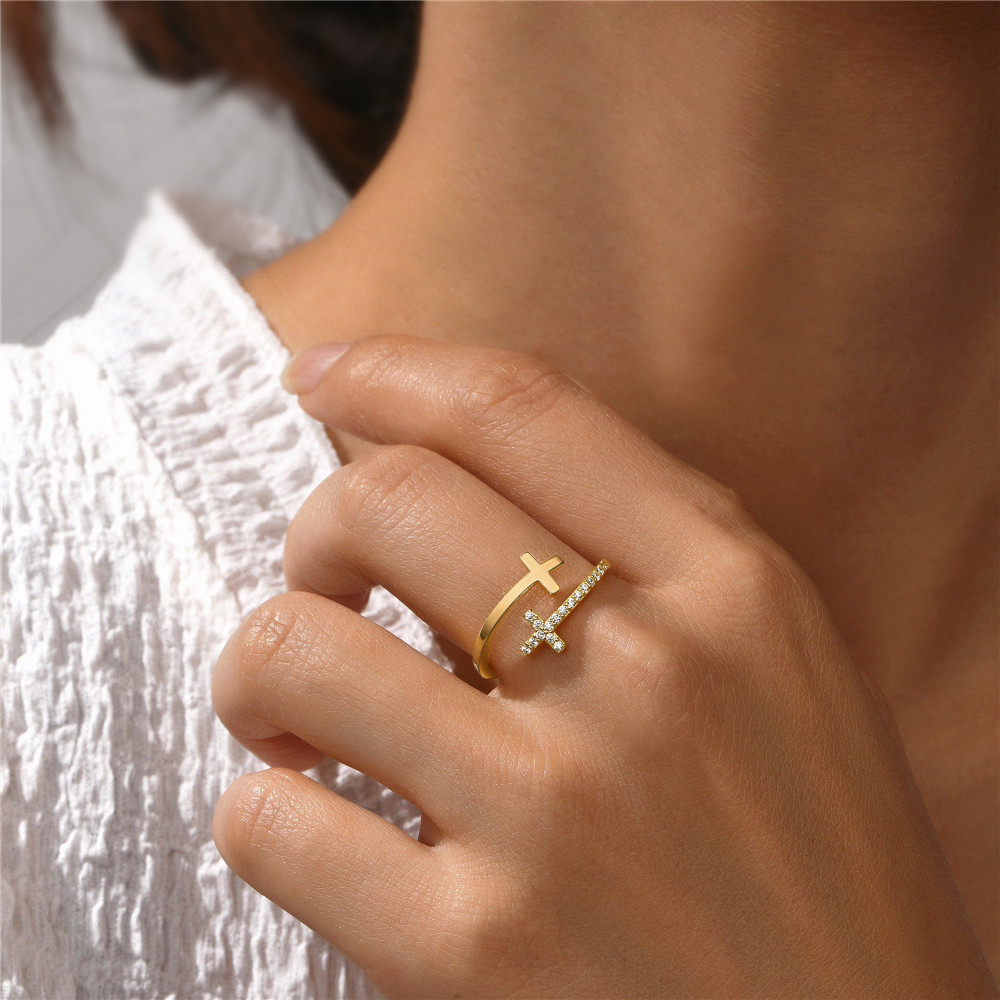 4g Weight Zircon Inlay Material Open Rings, Rings Classification Adjustable Ring Size 1 Piece Quantity Daily Occasion 925 Sterling Silver Material Geometric, Cross, Water Droplets Pattern Women's Gender Plating, Inlay Design Simple Style Style 1 Piece 925 Sterling Silver Geometric Cross Water Droplets Zircon Open Rings Rings 37