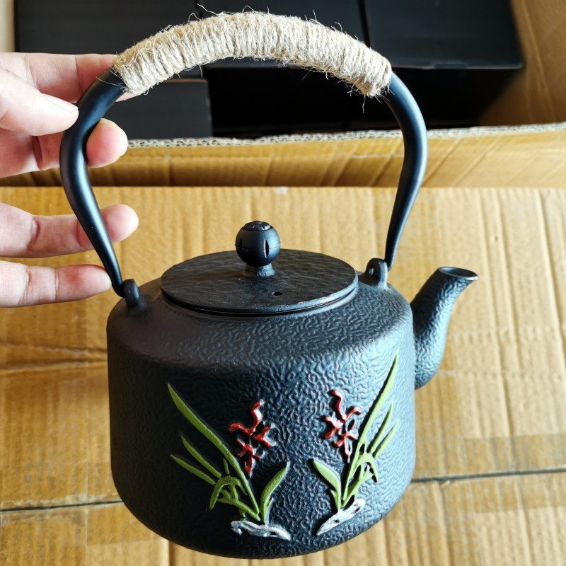 Estufa té hirviendo tetera de hierro fundido juego de té estilo japonés olla de hierro de cerdo olla de haz olla de gran altura tetera traje al por mayor