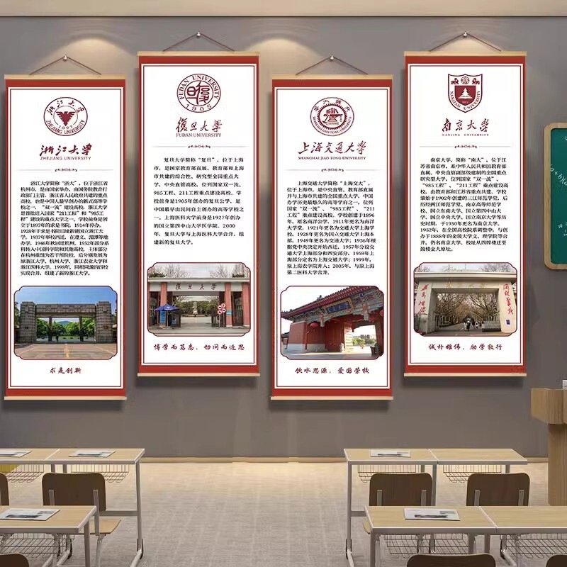 Chinese University 985 211 Introductory Posters, Prestigious School Motivational Posters, Classroom Wall Decoration, Cultural Wall Art Chinese University 985 211 Introductory Posters, Prestigious School Motivational Posters, Classroom Wall Decoration, Cultural Wall Art