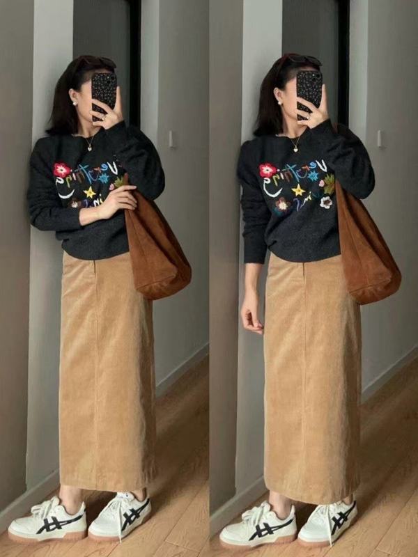 韩版复古设计感刺绣长袖针织毛衣女秋冬新款宽松显瘦休闲百搭上衣|undefined