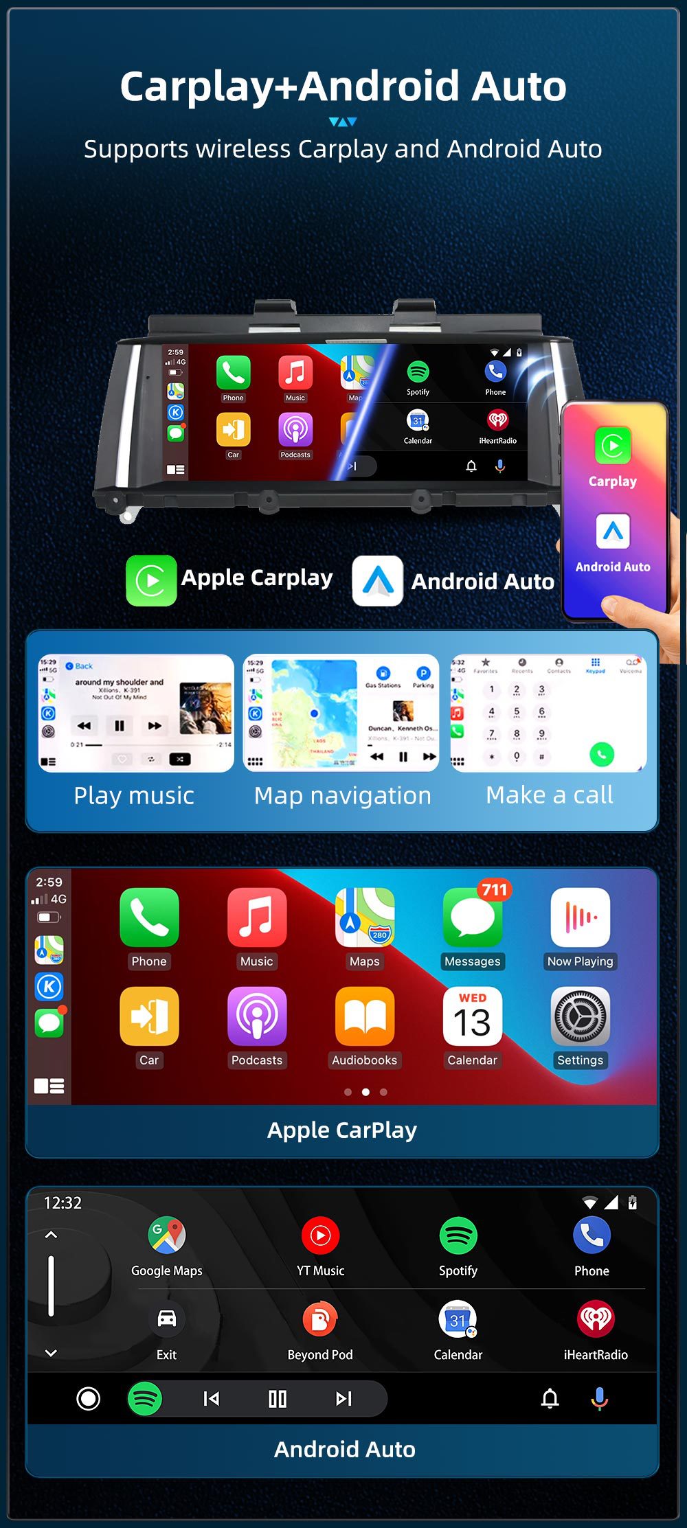 8.8inch Suitable for Bmw X3 F25 X4 F26 Car Central Control Large Screen Navigation Carplay Player