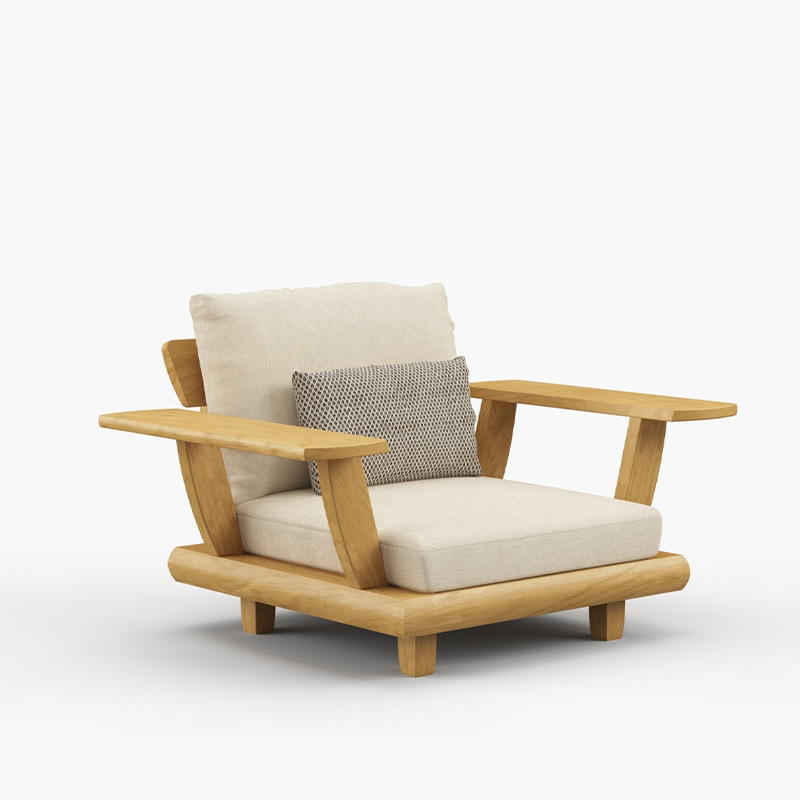 Sofá de teca al aire libre, patio, terraza, jardín de ocio, mesa de centro de ratán perezoso de madera maciza de alta gama, muebles combinados