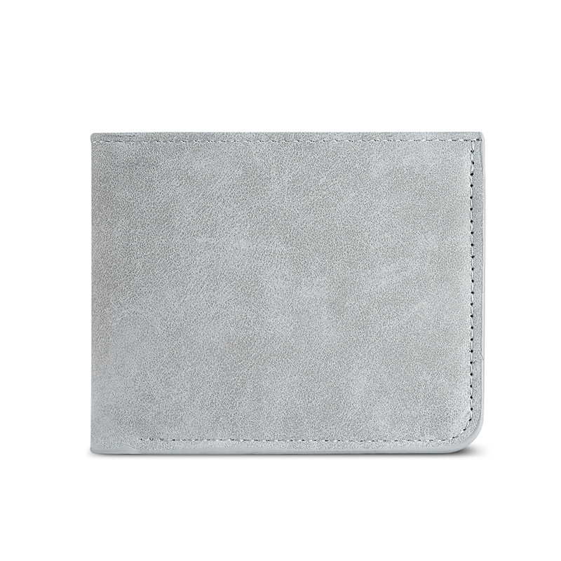 Cartera de hombre simple esmeriado de piel suave cartera corta ultra delgada multi-tarjeta de marca de moda de peluche plegable ultra delgada