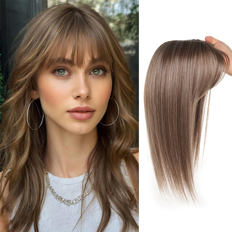 Air Bangs Hairpiece for Women to Cover White Hair, One-Piece Top Hairpiece, Seamless Hairpiece, No Hair Net Needed Air Bangs Hairpiece for Women to Cover White Hair, One-Piece Top Hairpiece, Seamless Hairpiece, No Hair Net Needed