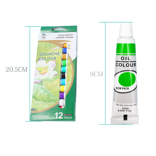 Factory direct sales 12-color gouache paint set art painting graffiti box 12ml hoseable paint wholesale