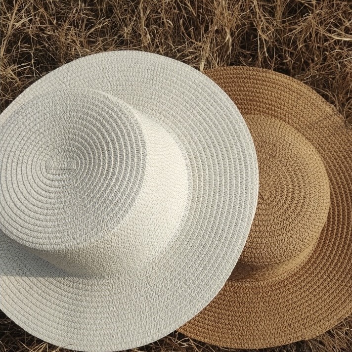 夏の女性の大人の帽子ライトプレート帽子胚フラットつば海辺の休暇ビーチ麦わら帽子日焼け止め|undefined