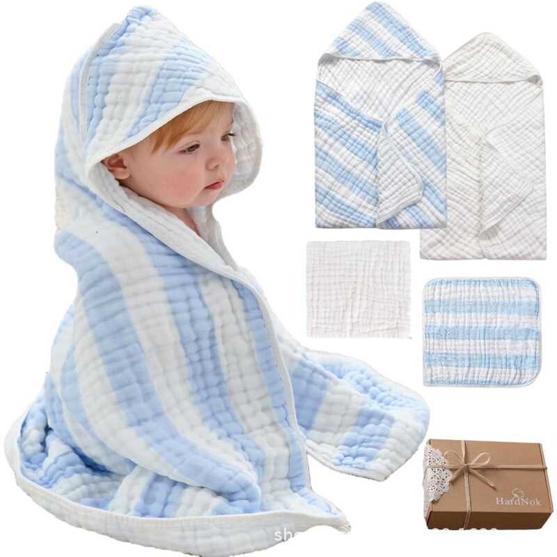 Baby Hooded Bath Towel Premium Muslin Natural Cotton Baby Bath Towel, Soft and Plaid, Suitable for Boys and Baby Hooded Bath Towel Premium Muslin Natural Cotton Baby Bath Towel, Soft and Plaid, Suitable for Boys and