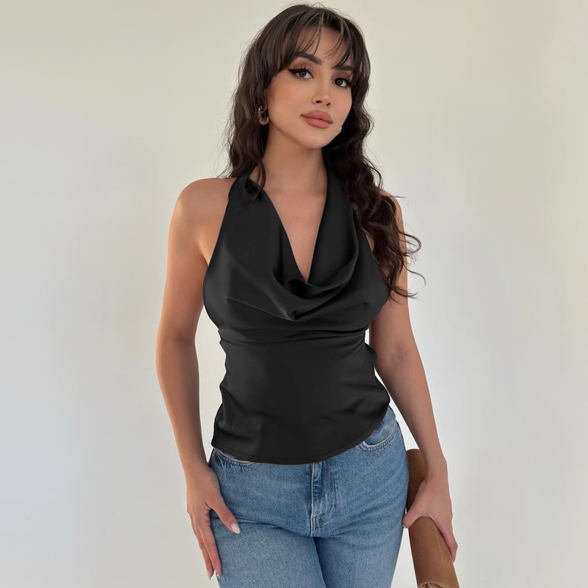 Summer Fashion Backless Solid Color Women's Top Slim Tie Strapless Trendy American Style Hot Girl Sexy Clothing_ecoleips.com