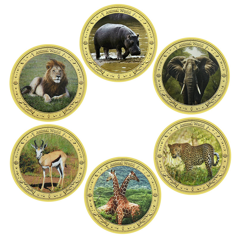 Factory wholesale six color animal collection commemorative coins cross-border fans collection gifts commemorative medallion medal badge Factory wholesale six color animal collection commemorative coins cross-border fans collection gifts commemorative medallion medal badge