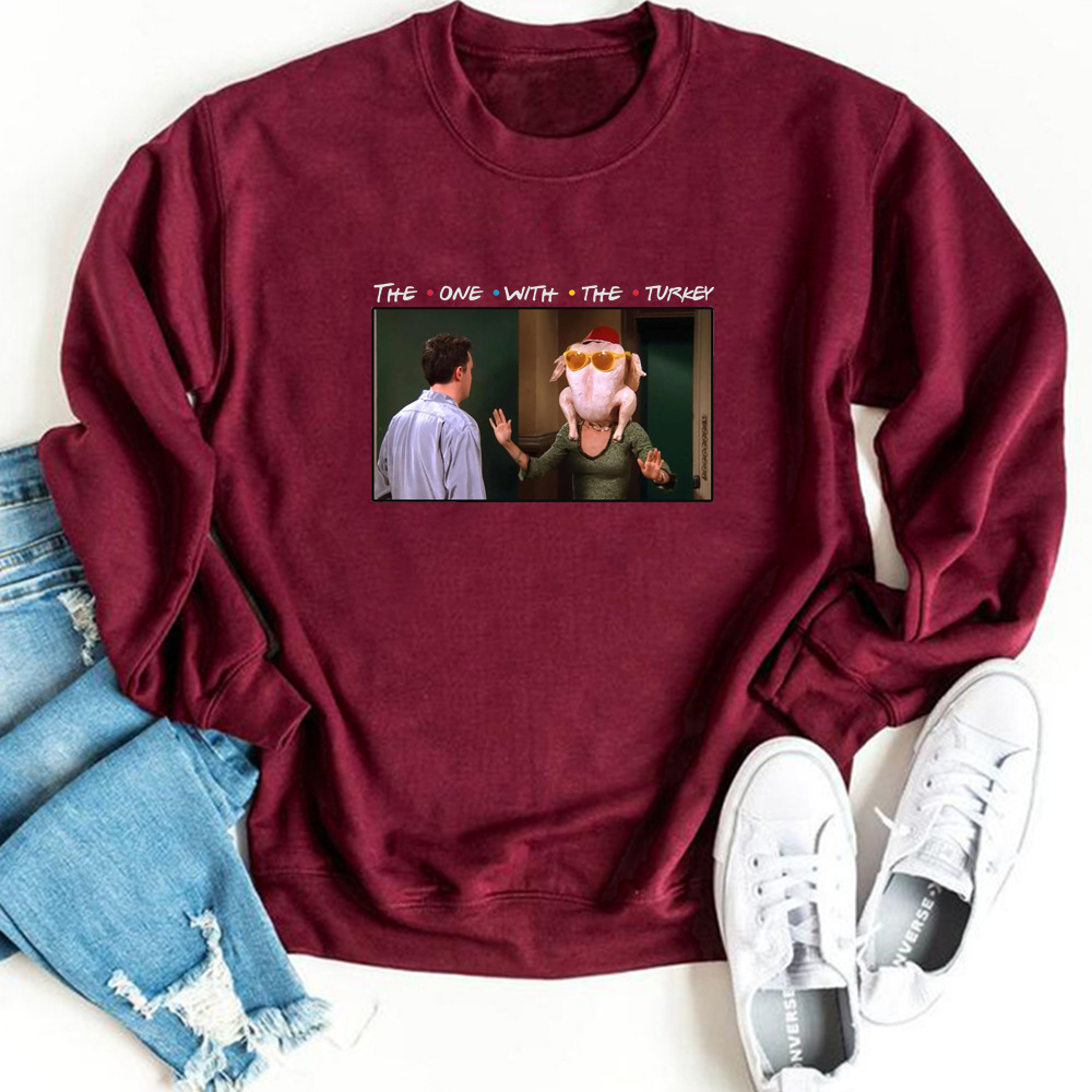 Friends Thanksgiving Sweatshirt Funny Turkey Graphic Hoodie