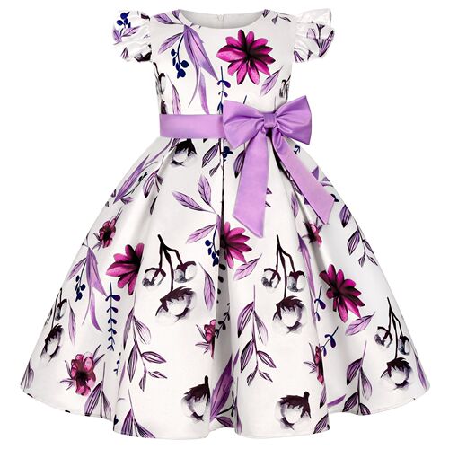 Hot-selling new style sleeveless girl dress with bow print princess birthday party clothing
