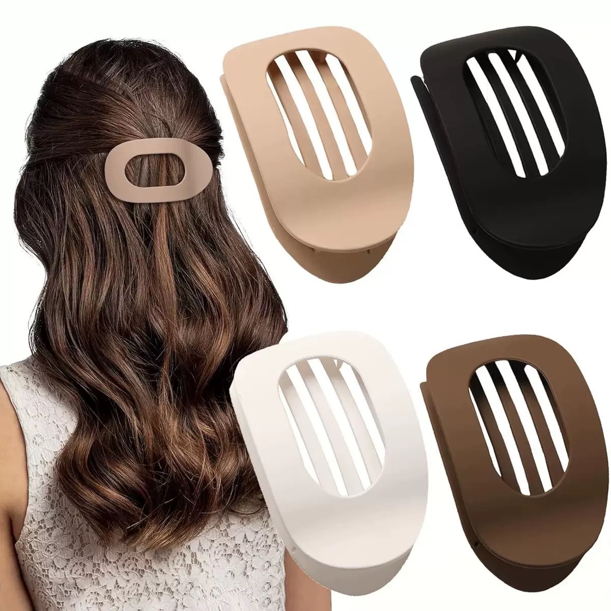 Cross-Border New Large Matte Oval Duckbill Clip Flat Clip for Thick Hair Matte High-End Light Luxury Hair Clip Geometric