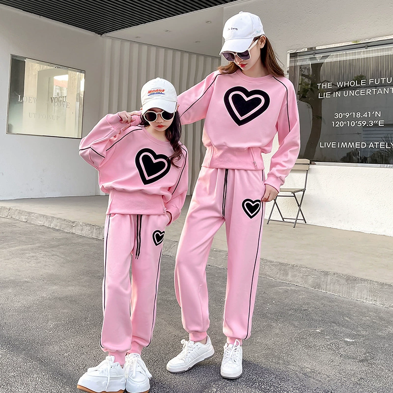 Spring autumn sweatshirt for leisure, set, family style, 2023
