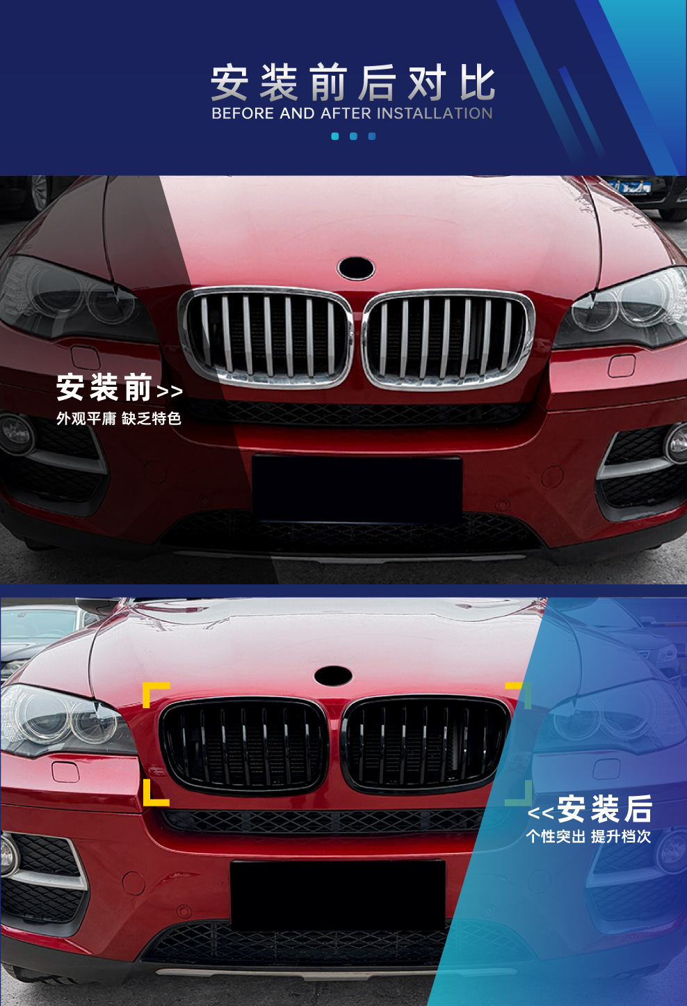 Applicable to Bmw X5 E70 X6 E71 2006-2013 Single/Double Line Front Grille Air Intake Grille Cross-Border Modification