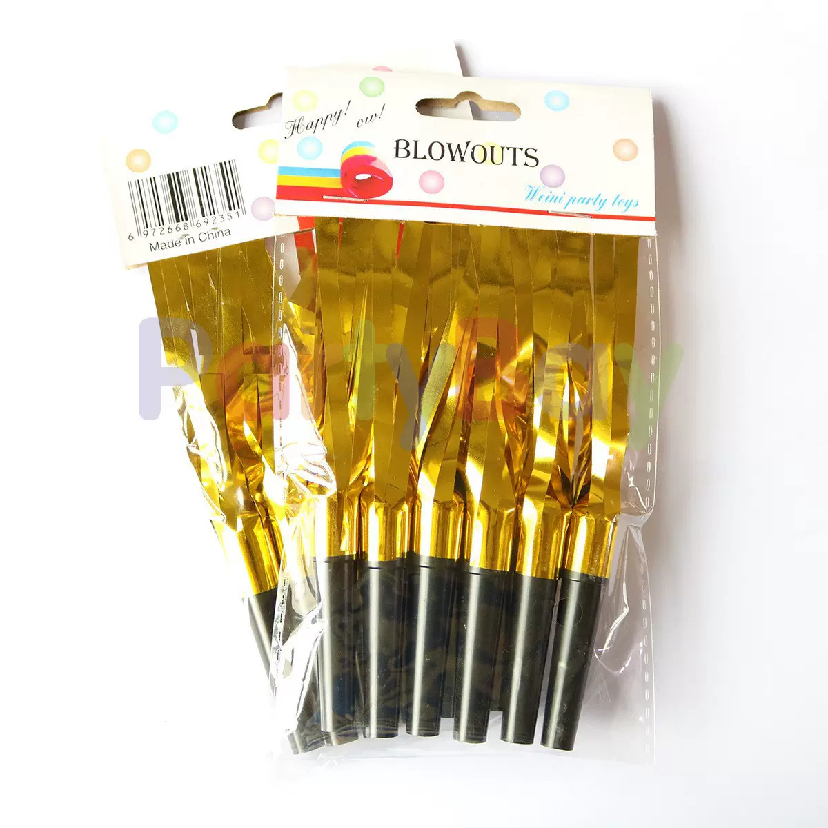 莱派2023新年元旦跨境晚会儿童聚会装饰吹龙烫金黑金喇叭口哨现货