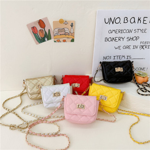 Cross-border Chain Children's Small Square Bag New Fashionable Simple Lock Buckle Shoulder Bag Stylish All-match Children's Crossbody Bag Women
