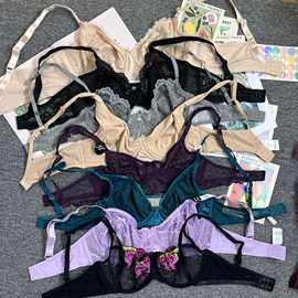 法式蕾丝波点内衣女大胸显小性感纯欲上托防下垂收副乳舒适文胸罩