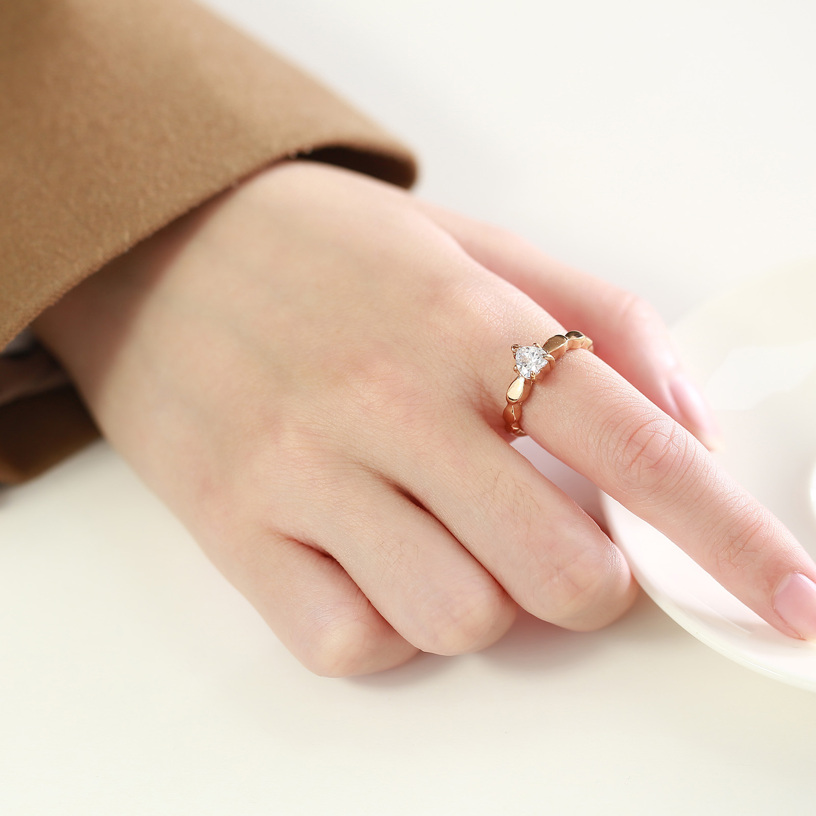 Simple Style Heart Shape Stainless Steel Rings Inlay Zircon Stainless Steel Rings display picture 22