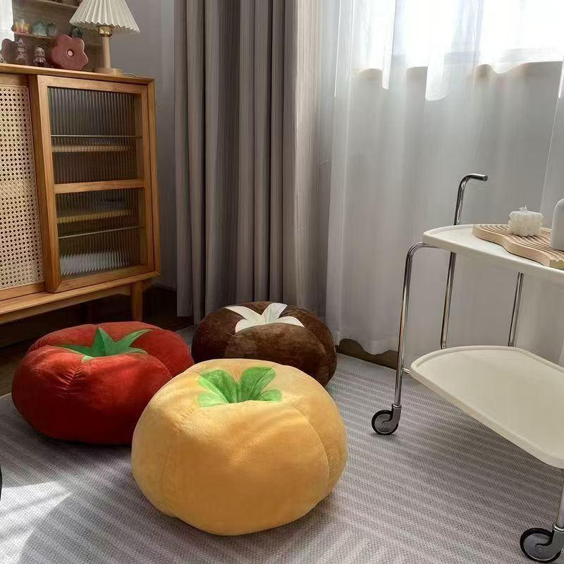 Cute Mushroom Tomato Futon Cushion Plush Toy Sofa Cushion Bed Pillow Decoration for Girls Birthday Gift