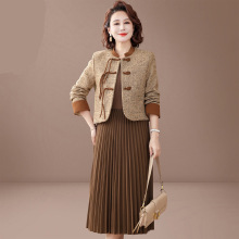 新中式妈妈春装连衣裙两件套2025新款贵夫人中老年女春秋国风套裙