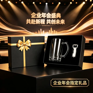 啤酒杯企业礼品套装激光logo品脱杯年会商务伴手礼品定制员工福利