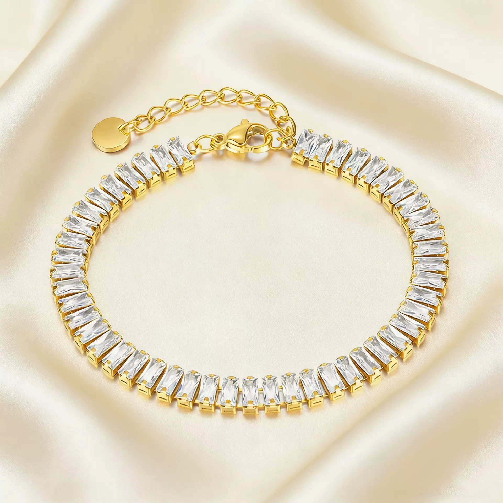 厂家直销钛钢锁骨手链女18K金欧美ins风镶嵌锆石手链不锈钢女饰品