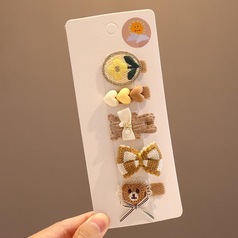 Cute clip de dibujos animados clip de borde conjunto frente cejas clip de cabello para chicas clip de BB otoño invierno de alta sensibilidad adornamiento de cabello tocado