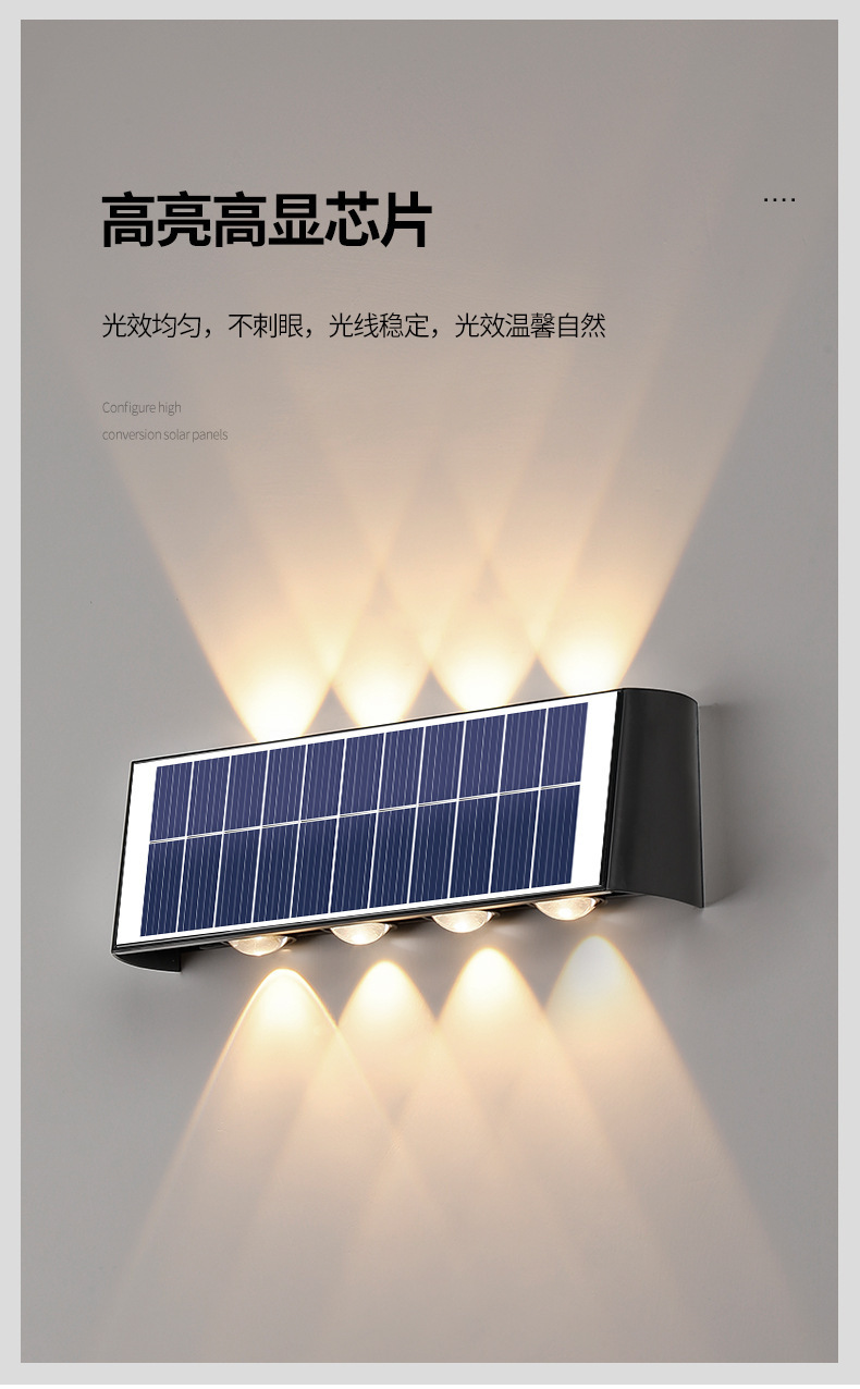 Description Picture 6 of itemSolar energy induction wall lamp up and down light outdoor waterproof villa courtyard landscape super bright spotlights