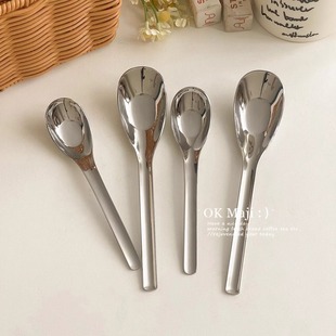 316 Food Grade Stainless Steel Spoon Household Children's Baby small size Food Supplemented Food Spoon Adult Large Yuanbao Spoon