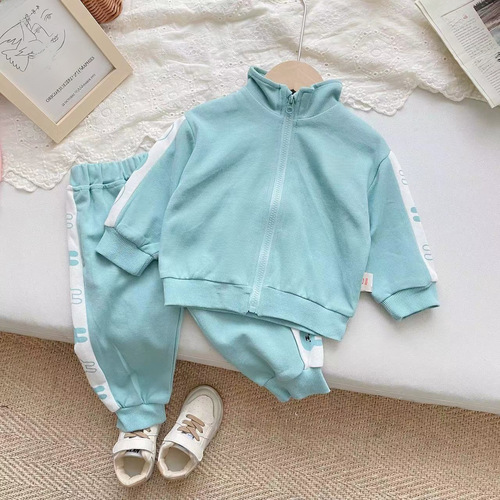 Boys' and Girls' Spring Outfit Children's Set 2024 New Kids' Apparel Korean Style Sports Children's Set Two-Piece Wholesale