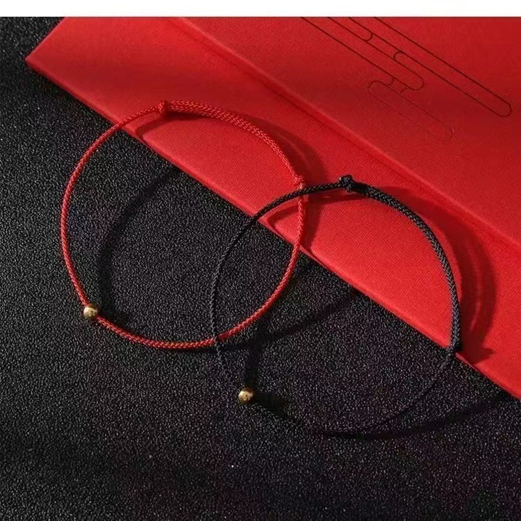Red String Bracelet with Small Gold Beads for Men and Women, Couple Style, Good Luck Woven Bracelet, Graduation Gift, Anklet, Chinese Style Design