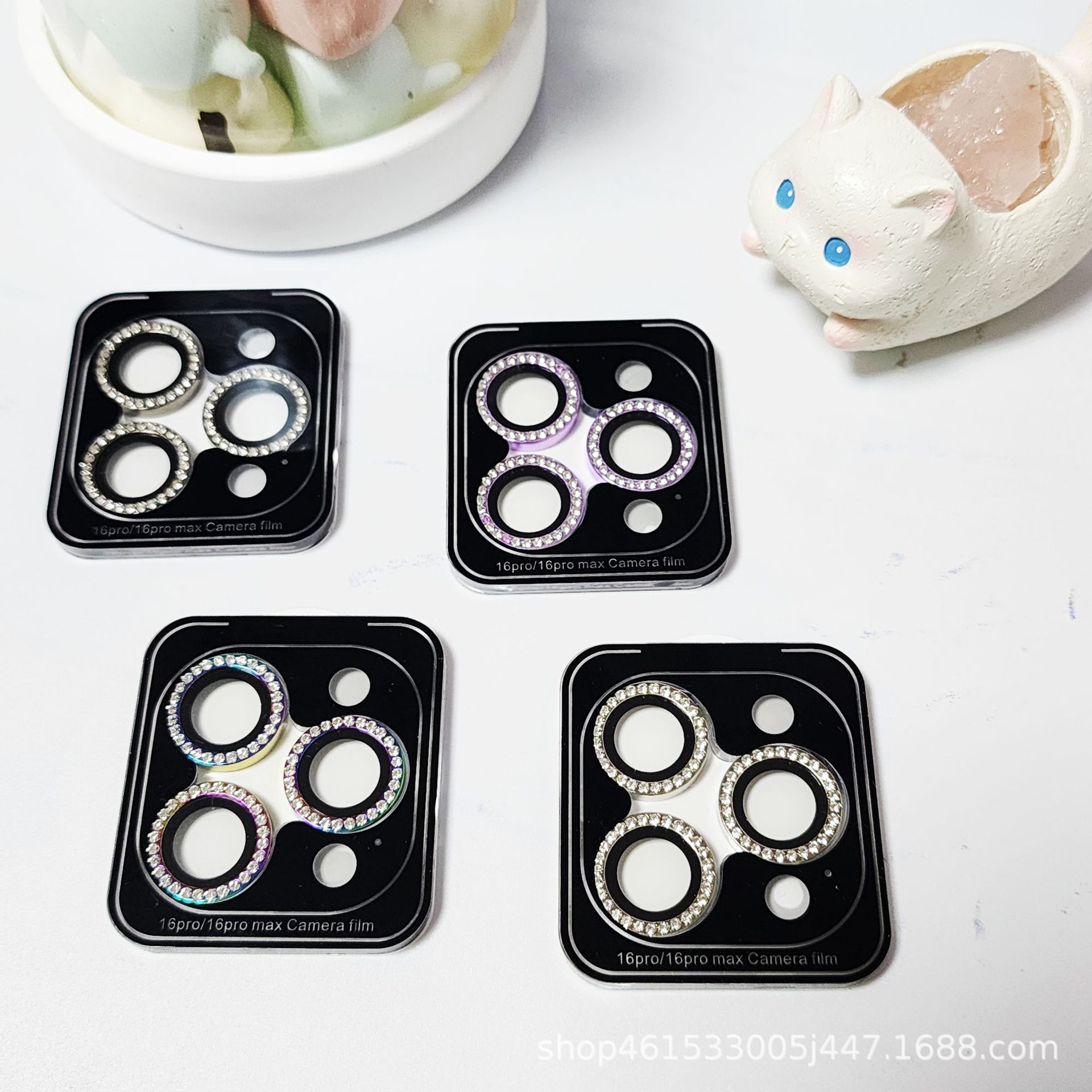 适用16镜头膜带定位板点钻鹰眼苹果17Promax摄像头镶钻保护贴高清