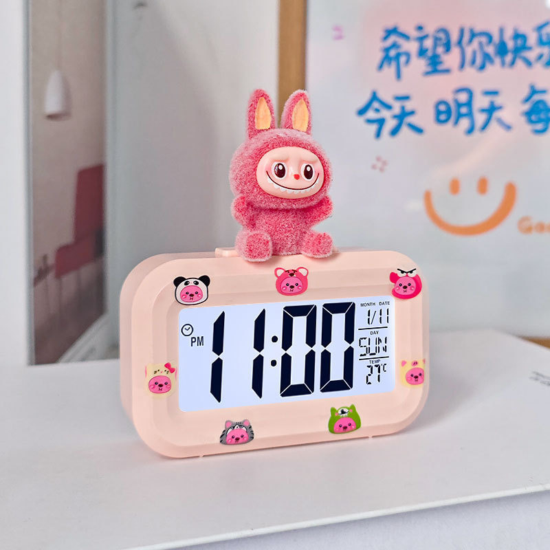 ミニ学生目覚まし時計、かわいいタイミング、多機能ポータブル寮デスクトップコンパクト卓上時計電子目覚まし時計|undefined
