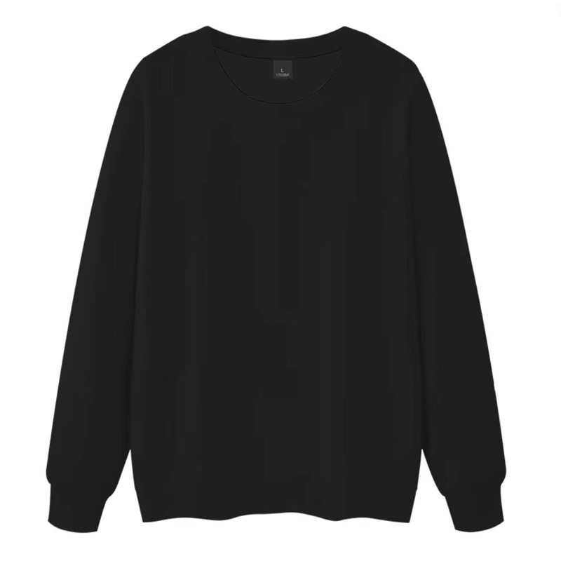 跨境纯棉华棉复合圆领卫衣上衣女装宽松纯色卫衣定制团服男女同款|undefined