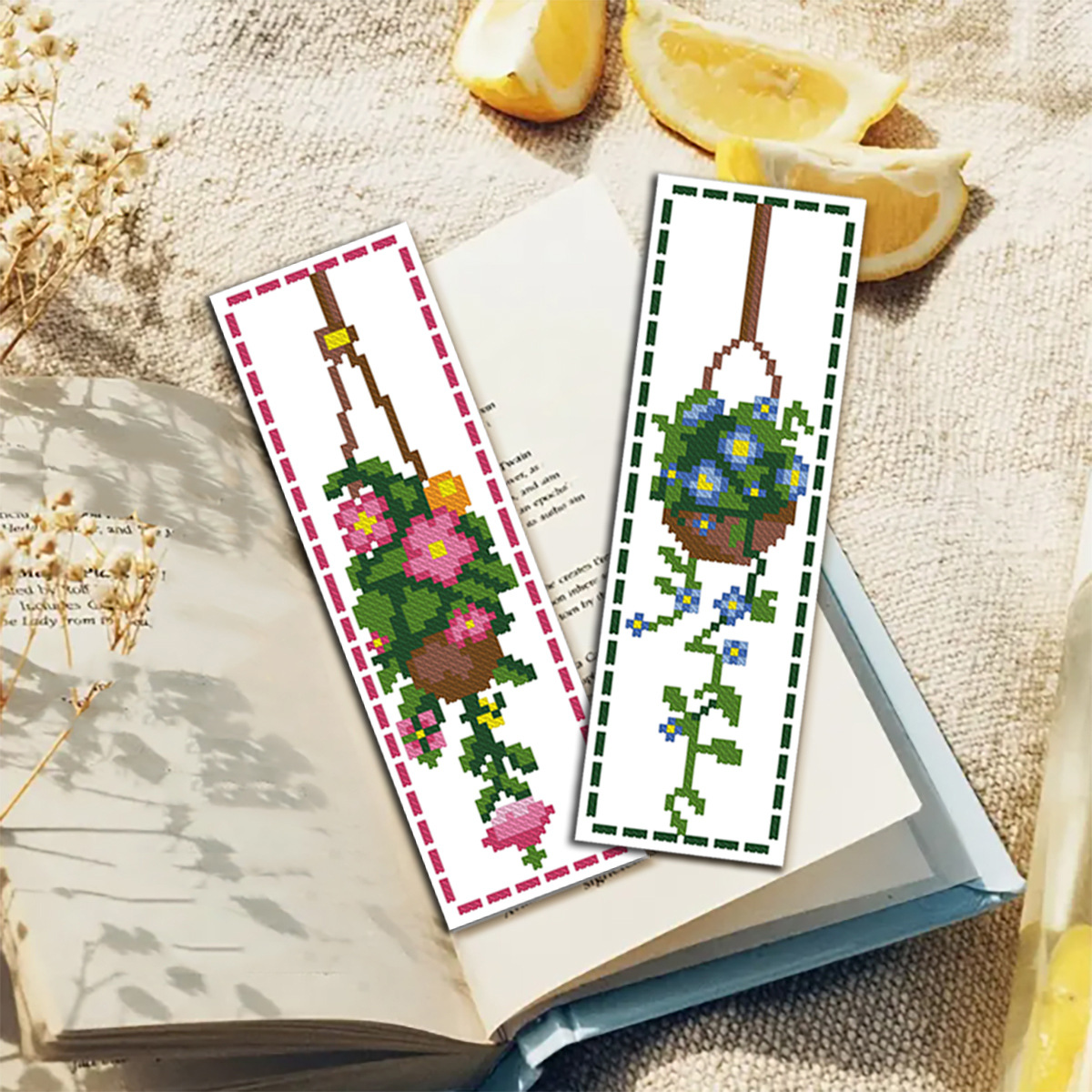 Marcapáginas Floral de Punto de Cruz con Diseño de la Mona Lisa, Artesanía Cultural y Creativa de Alta Gama, Regalo Hecho a Mano