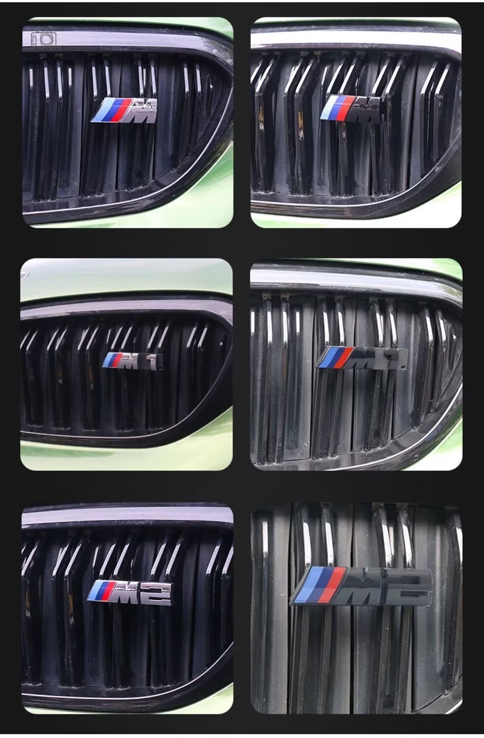 BMW self-adhesive universal grille emblem for 3 Series, 5 Series, X1M, M2, X3M, M4, X5M, M6, X7, M8, black
