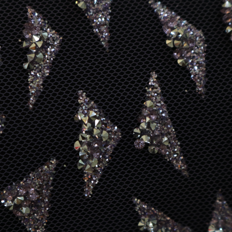 2024 nuevo hilo de malla de malla hexagonal tela de malla hecha a mano diamante polvo fino vestido de boda tela de mujer