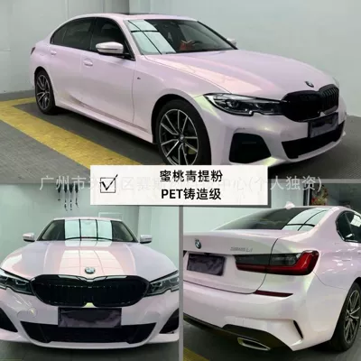 Liquid Metal Series Car Wrap | Auto Color Change Film - peach-green-powder-152m-x-1m