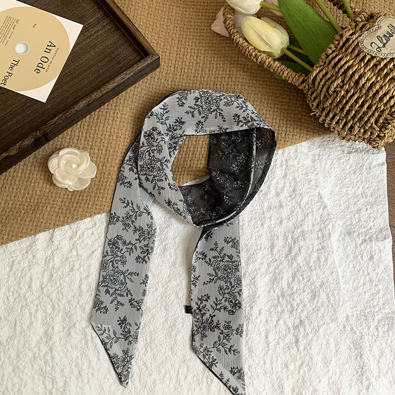 Bufanda de seda, bufanda pequeña de moda de alta gama, flor de todo fósforo, clip tridimensional, decoración de flores, serpentín, diadema