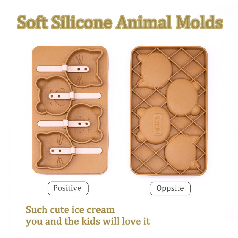 Molde de helado de silicona de grado alimenticio hecho en casa helado de helado helado de helado de dibujos animados para niños modelo de palitos de queso