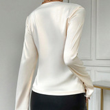 (Трансграничная торговля), сексуальный лонгслив с бантиком, рубашка, европейский стиль, V-образный вырез, премиум класс