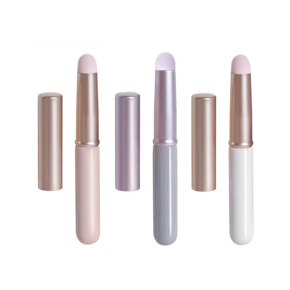 Cepillo de labios portátil de cabeza redonda lápiz labial cepillo de tinción mini mango corto esmalte labial cepillo de esclarecimiento multifuncional con cubierta cepillo de maquillaje image 6