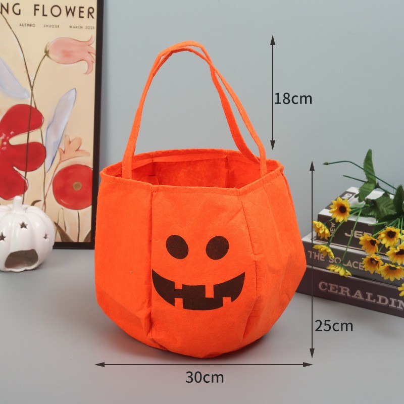 Bolsa de Dulces de Calabaza de Halloween de Tela Portátil para Niños