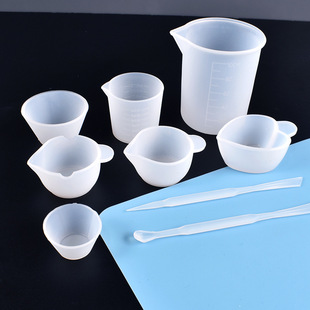 diy Crystal Drop Glue Resin with Scale 100ml Silicone Measuring Cup Card Slot Measuring Cup Color Tone Silicone Double Mixing Spoon