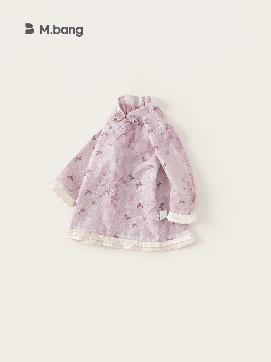 Yubao ropa infantil de niñas vestidos de estilo nacional primavera nueva falda infantil de niñas vestidos de cheongsam de encaje extranjero
