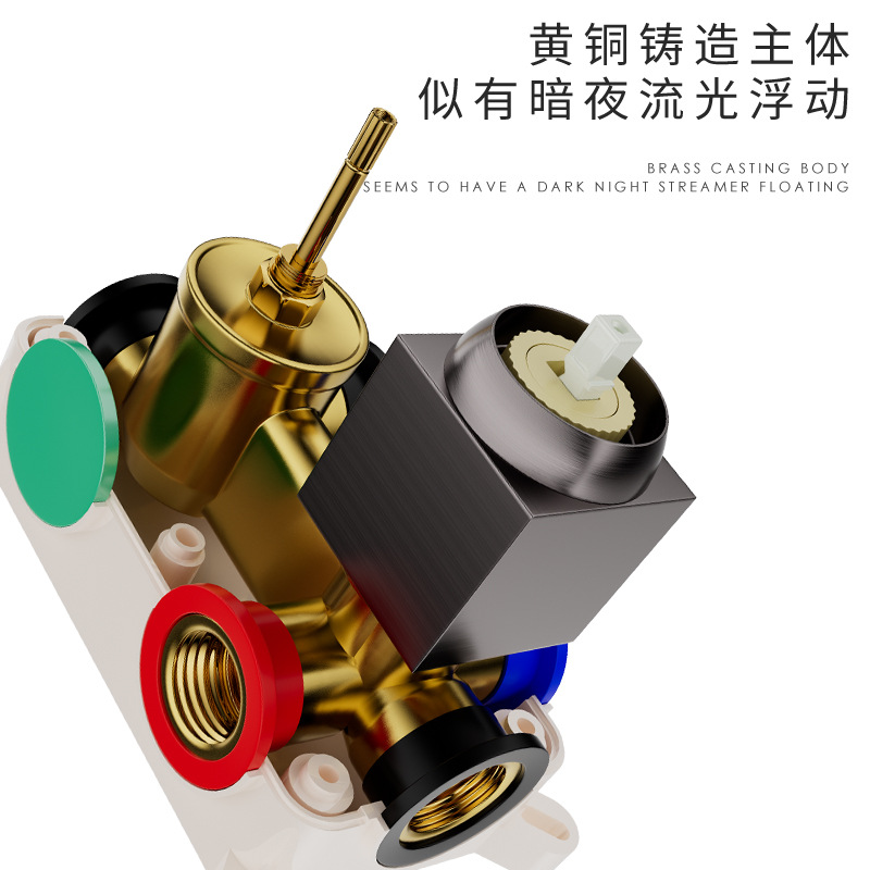 Todo el cobre, uno por uno, ducha preincrustada de fusión en caliente, pantalla de ducha de temperatura constante integrada, espejo de ducha, boquilla de lluvia, juego de presurización